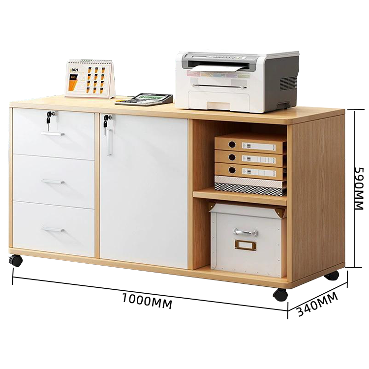 サイドワゴン キャビネット オフィスワゴン 引き出し 大容量収納 鍵付き キャスター ナチュラル カスタマイズ可能 BGCWG-N017