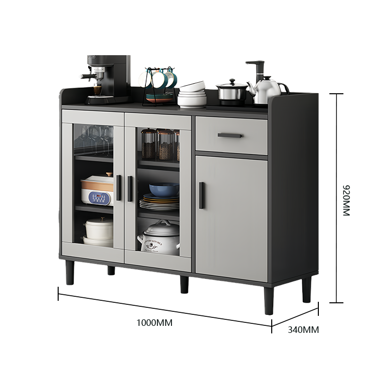 収納キャビネット リビング収納 壁面収納 収納棚 台所用 リビング用 引き出し 取っ手付き スペースグレー JYCWG-N004