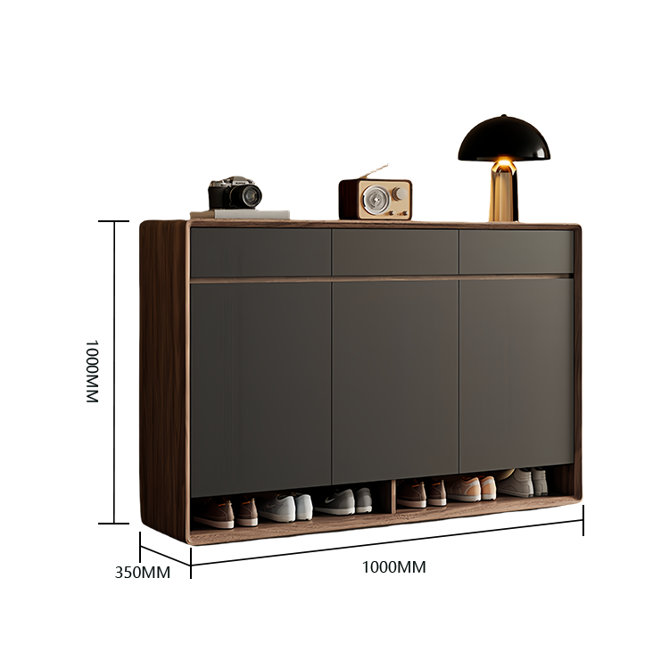 収納棚 棚 収納 キャビネット 下駄箱 収納キャビネット 玄関用 リビング用 室内 大容量 分類収納 引き出し収納 可動棚板 R加工 オープン収納 実用 上質 スタイリッシュ モダン ブラック JYCWG-N012