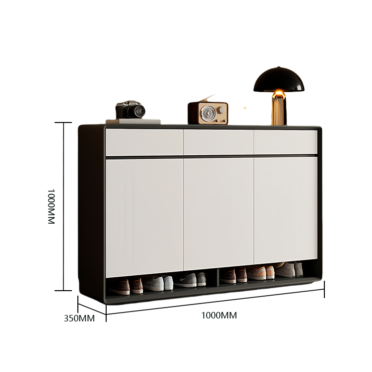 収納棚 棚 収納 キャビネット 下駄箱 収納キャビネット 玄関用 リビング用 室内 大容量 分類収納 引き出し収納 可動棚板 R加工 オープン収納 実用 上質 スタイリッシュ モダン ブラック JYCWG-N012