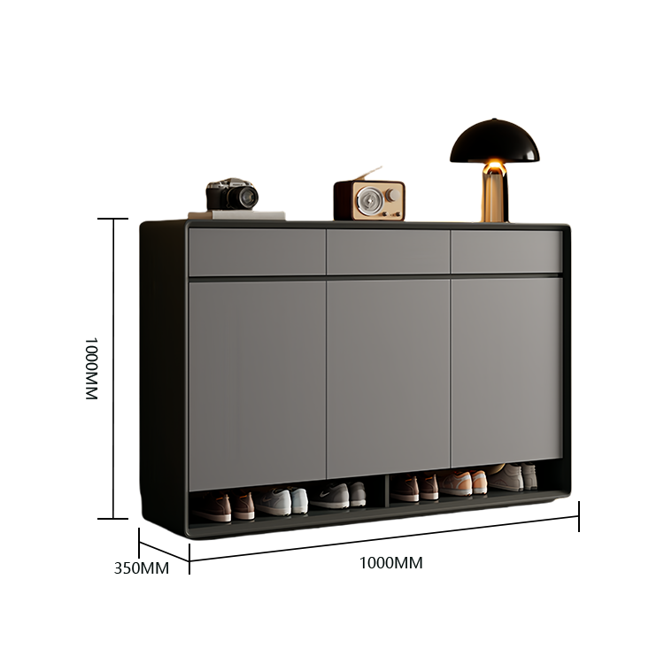 収納棚 棚 収納 キャビネット 下駄箱 収納キャビネット 玄関用 リビング用 室内 大容量 分類収納 引き出し収納 可動棚板 R加工 オープン収納 実用 上質 スタイリッシュ モダン ブラック JYCWG-N012
