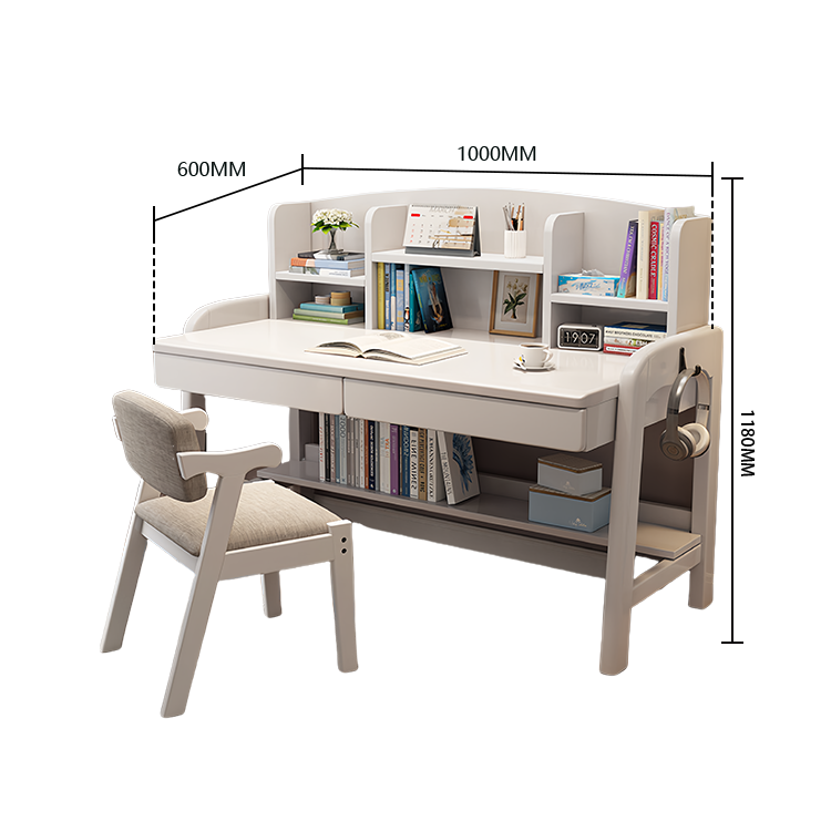 勉強机 デスク 学習デスク 昇降デスク 作業用 子供用 無垢材 収納棚付き ワニス塗装 耐久性 機能性 実用 ナチュラル XXZ-N007