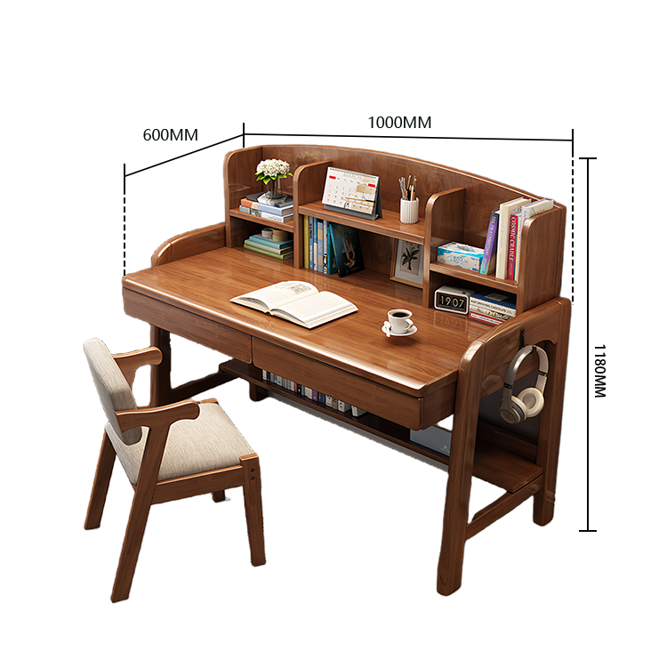 勉強机 デスク 学習デスク 昇降デスク 作業用 子供用 無垢材 収納棚付き ワニス塗装 耐久性 機能性 実用 ナチュラル XXZ-N007