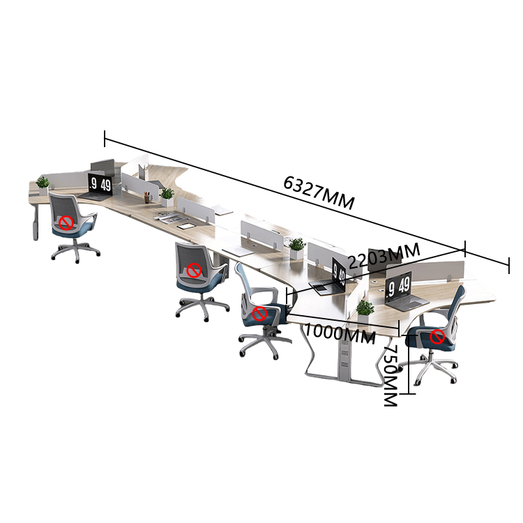オフィスデスク ワークデスク 社員用デスク スチールフレーム 配線穴 焼付塗装 仕切りパネル シンプル カスタマイズ可能 YGZ-N059