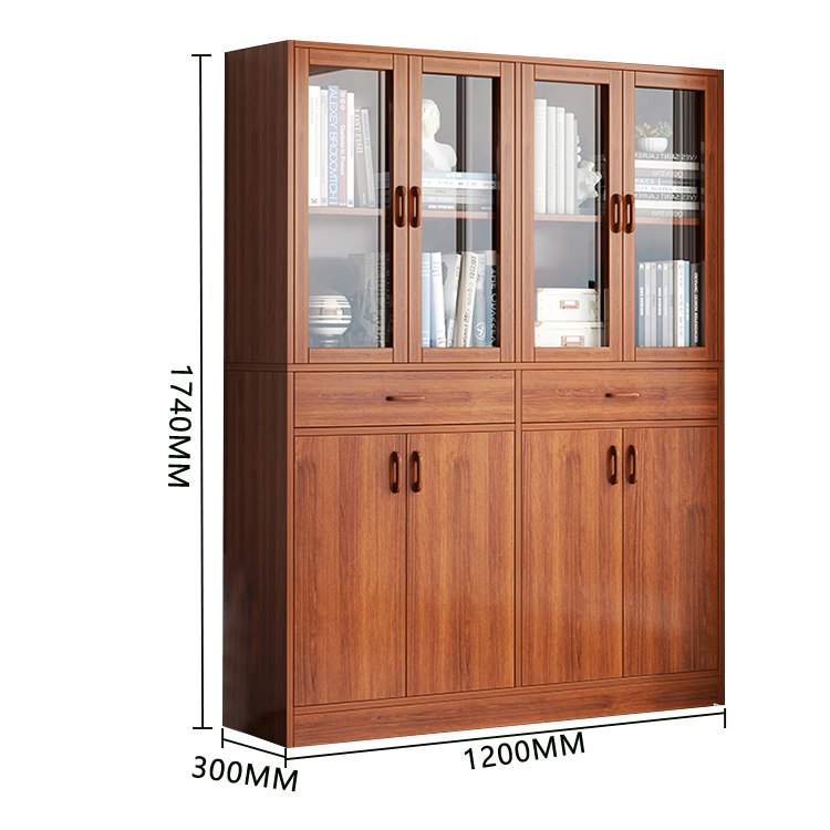 木製キャビネット 収納キャビネット ガラス扉 引き出し収納 大容量収納 多段 鍵付き ナチュラル カスタマイズ可能 BGCWG-N023