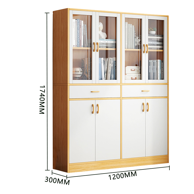 木製キャビネット 収納キャビネット ガラス扉 引き出し収納 大容量収納 多段 鍵付き ナチュラル カスタマイズ可能 BGCWG-N023