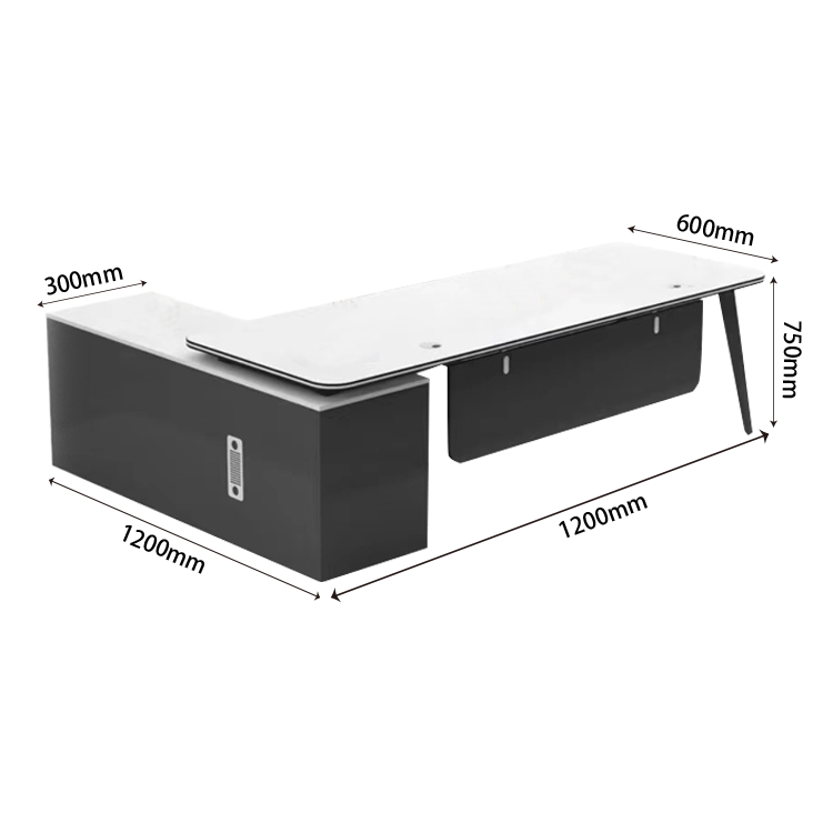 オフィスデスク エグゼクティブデスク 社長机 R加工 サイドキャビネット 幕板 配線穴 大容量 シンプル カスタマイズ可能 LBZ-N013