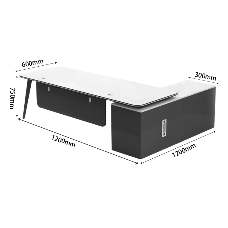 オフィスデスク エグゼクティブデスク 社長机 R加工 サイドキャビネット 幕板 配線穴 大容量 シンプル カスタマイズ可能 LBZ-N013