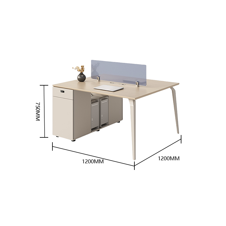 片袖デスク 片袖机 オフィスデスク 社員用デスク ダイヤル錠 トップパネル サイドキャビネット 大容量収納 ベージュ YGZ-N058