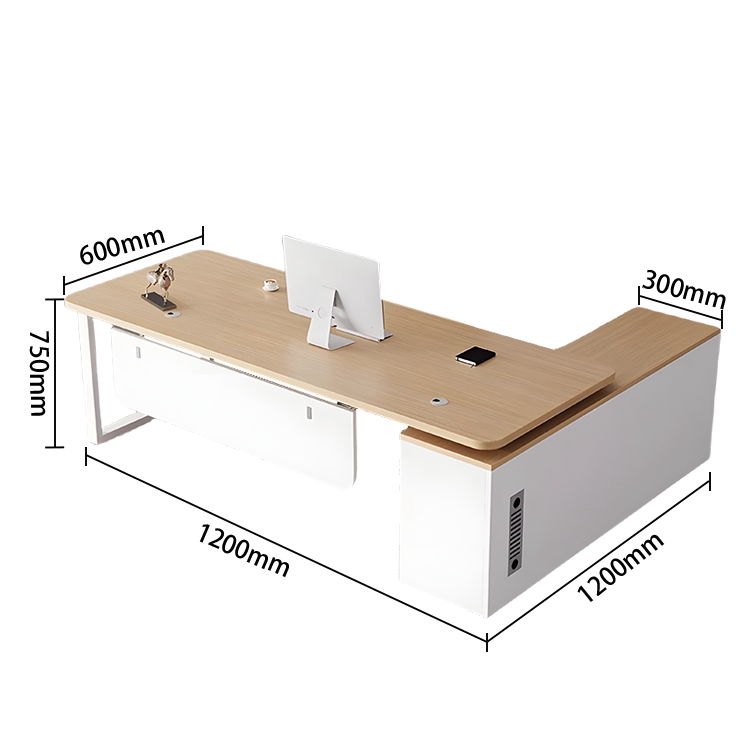 エグゼクティブデスク ワークデスク オフィスデスク アジャスター 配線穴 幕板 R加工 グレーオーク カスタマイズ可能 LBZ-N041