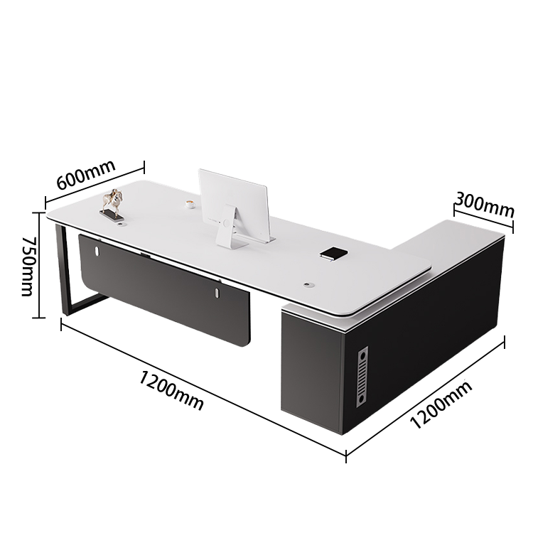 エグゼクティブデスク ワークデスク オフィスデスク アジャスター 配線穴 幕板 R加工 グレーオーク カスタマイズ可能 LBZ-N041