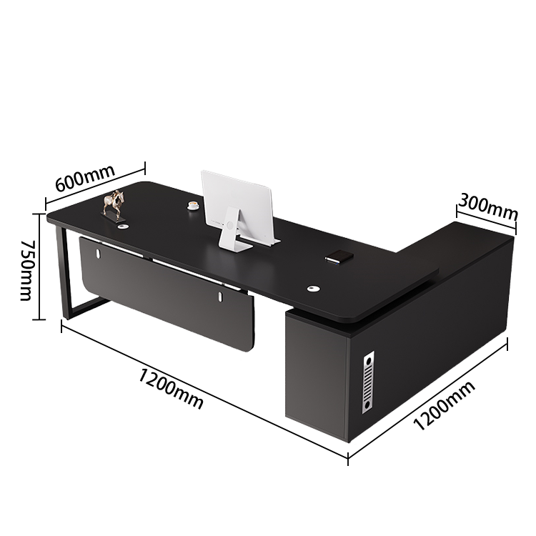 エグゼクティブデスク ワークデスク オフィスデスク アジャスター 配線穴 幕板 R加工 グレーオーク カスタマイズ可能 LBZ-N041