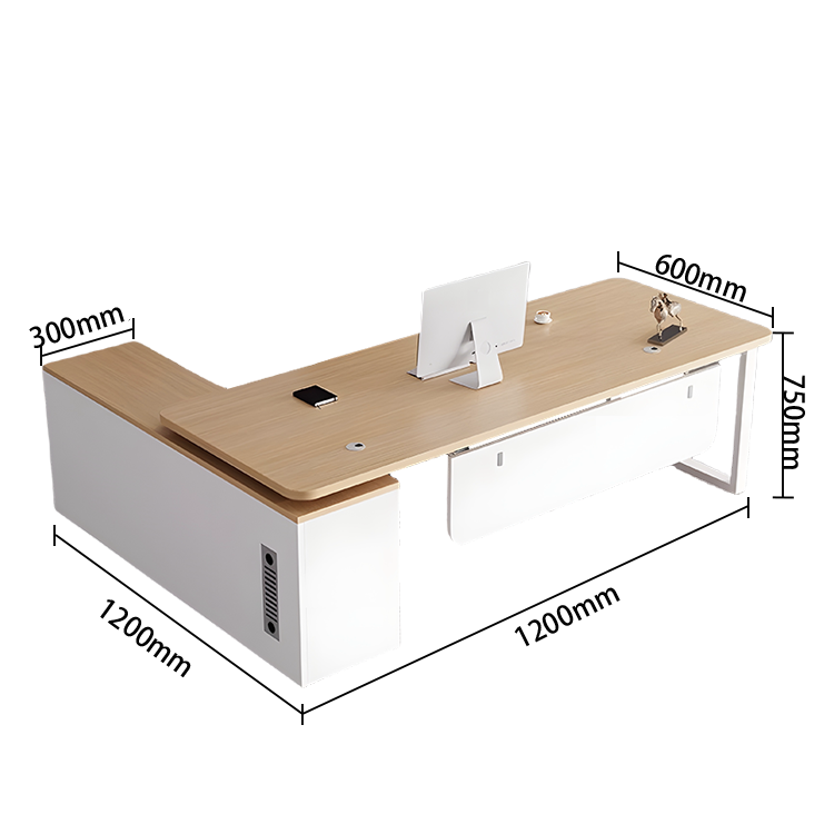 エグゼクティブデスク ワークデスク オフィスデスク アジャスター 配線穴 幕板 R加工 グレーオーク カスタマイズ可能 LBZ-N041