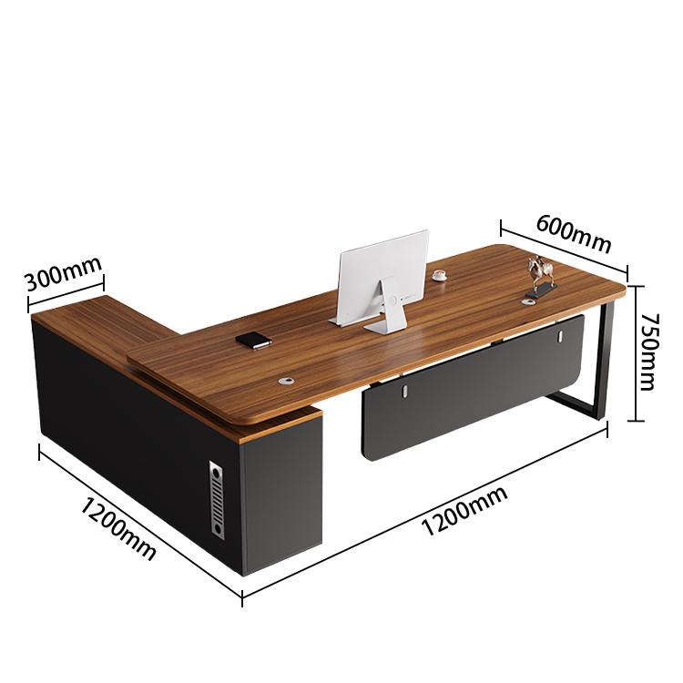 エグゼクティブデスク ワークデスク オフィスデスク アジャスター 配線穴 幕板 R加工 グレーオーク カスタマイズ可能 LBZ-N041