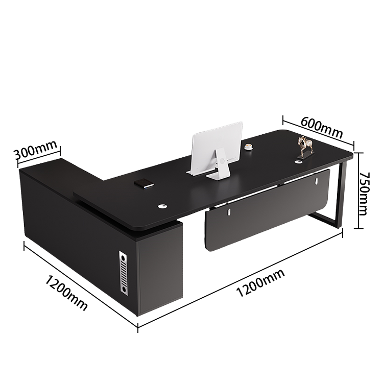 エグゼクティブデスク ワークデスク オフィスデスク アジャスター 配線穴 幕板 R加工 グレーオーク カスタマイズ可能 LBZ-N041