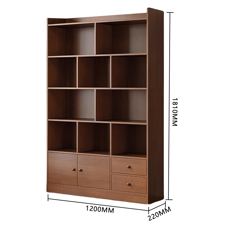 本棚 収納ラック 書斎 大容量収納 引き出し 多段 落ち着き シンプル ダークウォールナット カスタマイズ可能 BGCWG-N047