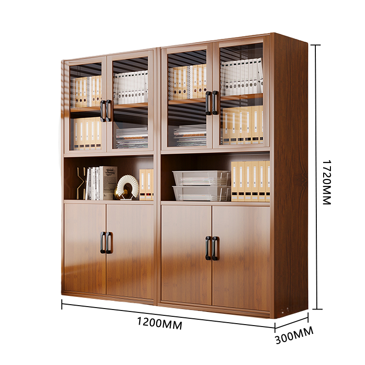 収納キャビネット 本棚 扉付き収納 アクリル扉 多段 大容量収納 台輪 おしゃれ 上質 ブラウン カスタマイズ可能 BGCWG-N045