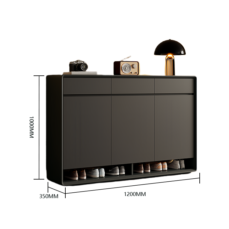収納棚 棚 収納 キャビネット 下駄箱 収納キャビネット 玄関用 リビング用 室内 大容量 分類収納 引き出し収納 可動棚板 R加工 オープン収納 実用 上質 スタイリッシュ モダン ブラック JYCWG-N012