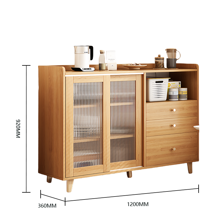 収納キャビネット リビング収納 壁面収納 キャビネット 収納棚 台所用 リビング用 ロビー 引き出し スライド式扉 丸型取っ手 丈夫な脚 R加工 分類収納 耐久性 実用 スタイリッシュ ナチュラル カスタマイズ可能 JYCWG-N003