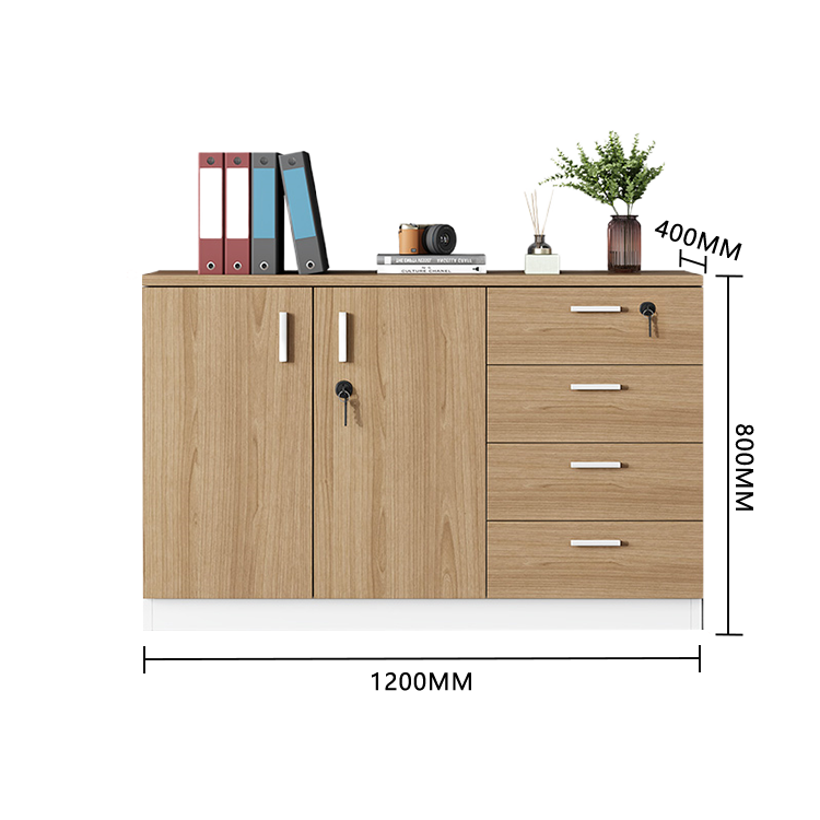 収納キャビネット オフィスキャビネット 鍵付き 引き出し 大容量収納 シンプル ウォールナット カスタマイズ可能 BGCWG-N043