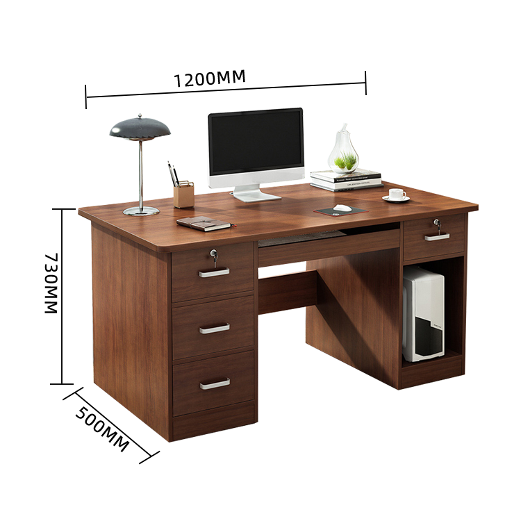 オフィスデスク 両袖デスク 事務机 キーボードトレイ 鍵付き 機能性 シンプル ダークウォールナット カスタマイズ可能 YGZ-N028