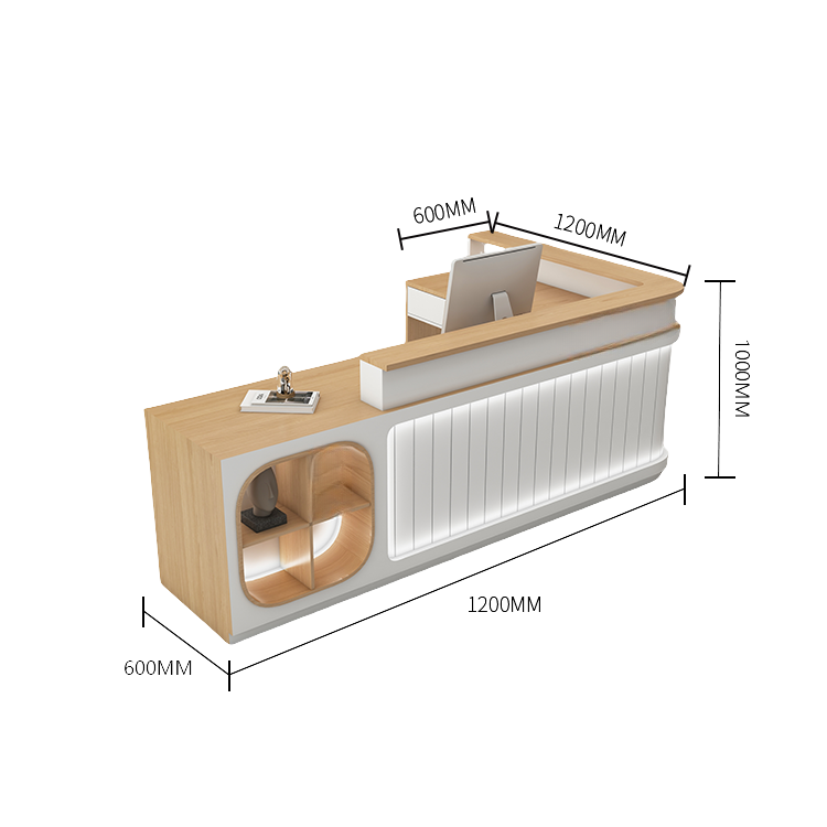 受付カウンター レジカウンター 受付台 大型カウンター サロン 収納 厚手 洗練 ベージュ カスタマイズ可能 JDQT-BODS-N003