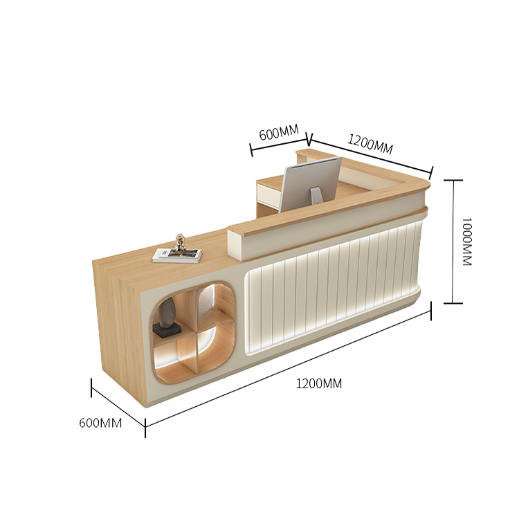 受付カウンター レジカウンター 受付台 大型カウンター サロン 収納 厚手 洗練 ベージュ カスタマイズ可能 JDQT-BODS-N003