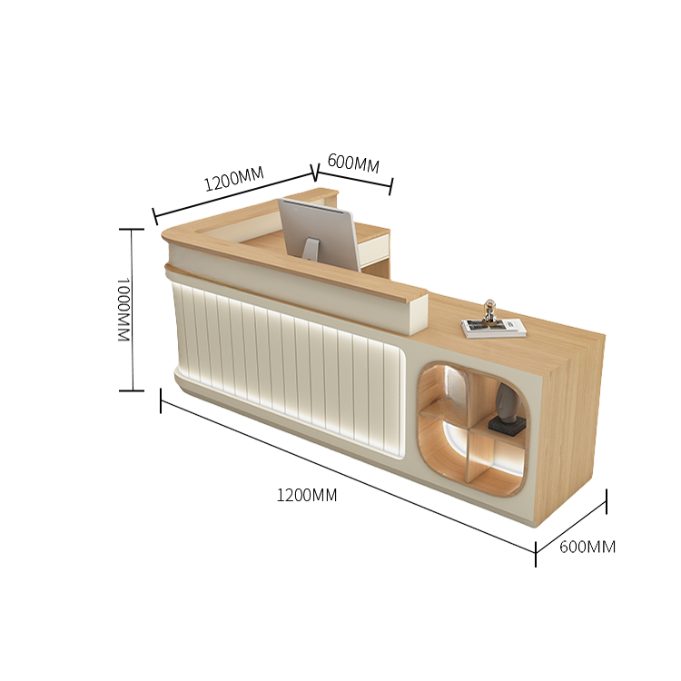 受付カウンター レジカウンター 受付台 大型カウンター サロン 収納 厚手 洗練 ベージュ カスタマイズ可能 JDQT-BODS-N003