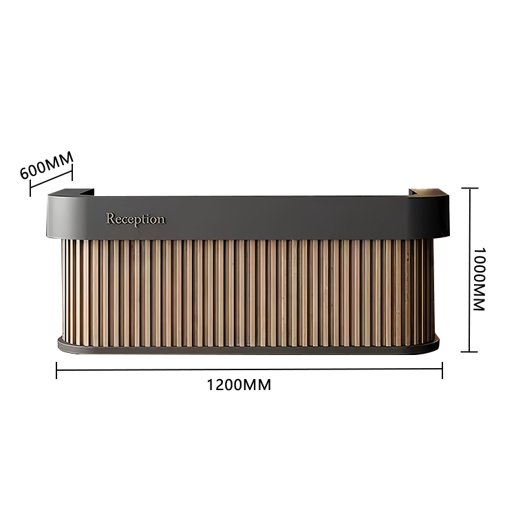 受付カウンター レジカウンター フロント エントランス受付 オフィスカウンター 美容室 ホテル 店舗用 引き出し 扉付き収納 オープン収納 台輪デザイン 厚重感 耐久性 高級感 上質 洗練 贅沢 ウォールナット グレー カスタマイズ可能 JDQT-N038