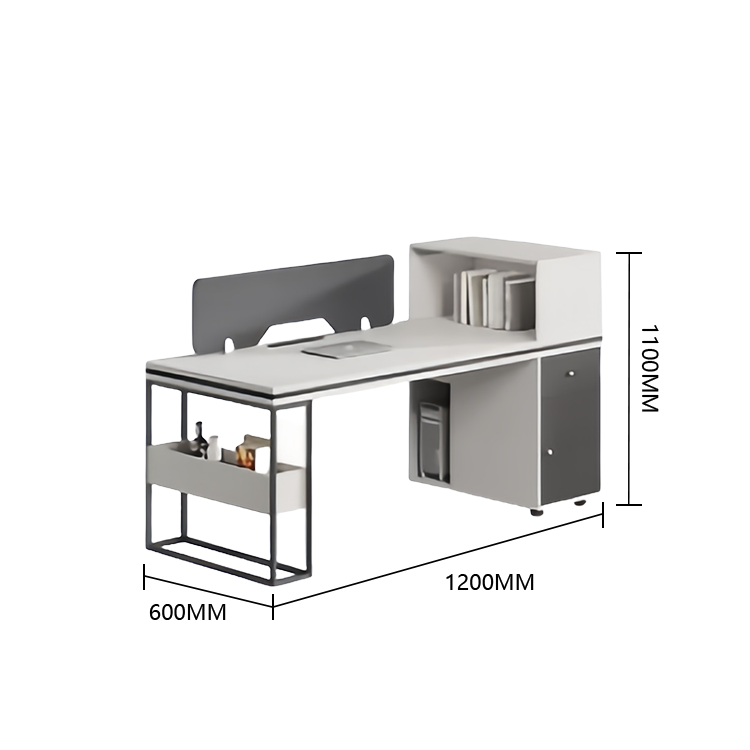 オフィスデスク 仕事机 収納棚 ダイヤル錠 仕切りパネル サイド収納 大容量 洗練 ダークグレー カスタマイズ可能 YGZ-N037