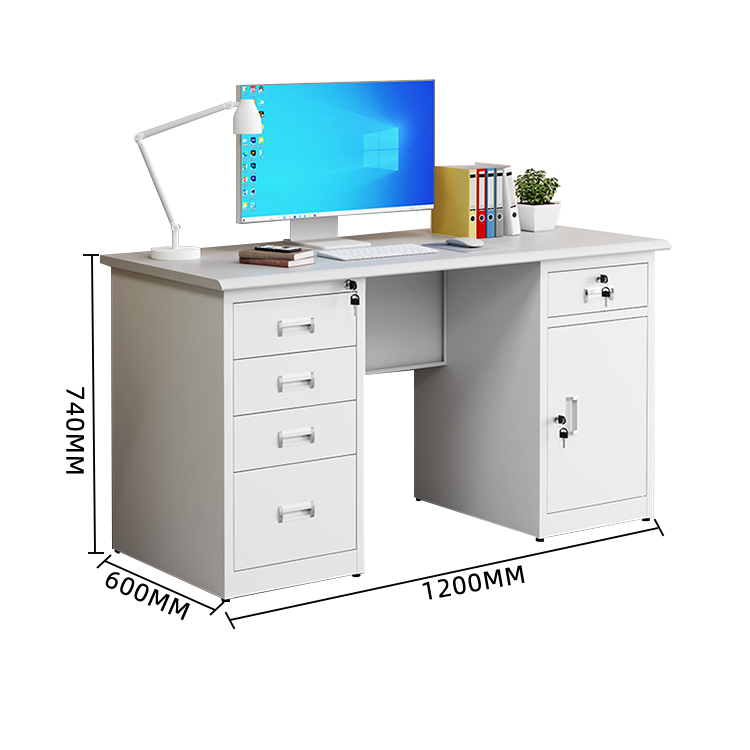 オフィスデスク 事務机 ワークデスク 両袖デスク ステンレス 配線穴 大容量収納 シンプル ホワイト カスタマイズ可能 YGZ-N027