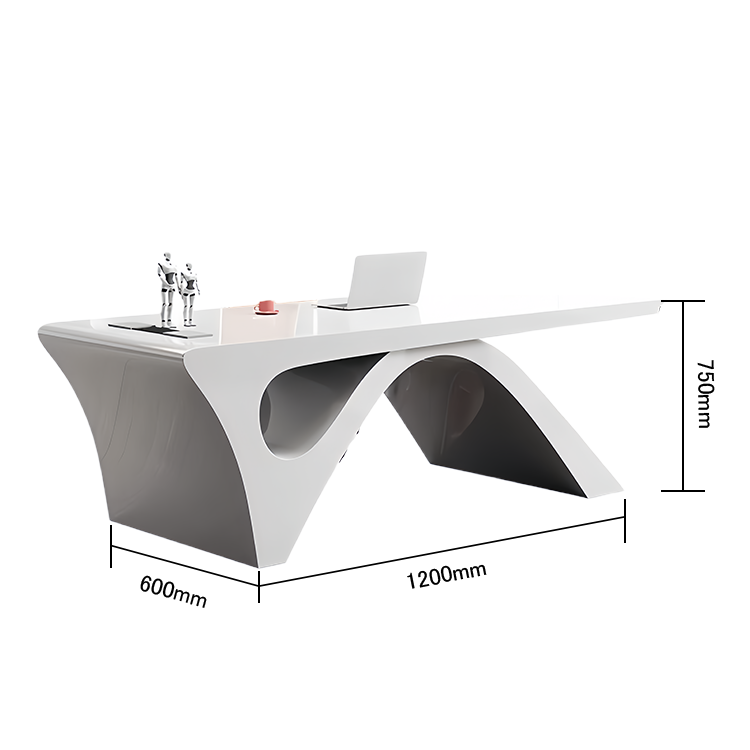 エグゼクティブデスク ワークデスク オフィスデスク 社長室 仕事用 焼付塗装 鏡面仕上げ ホワイト カスタマイズ可能 LBZ-N060