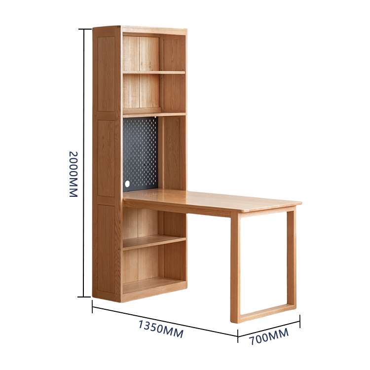 勉強机 学習デスク 作業デスク 木製デスク 配線孔 サイド収納ラック 本棚付き 大容量収納 シンプル 洗練 ナチュラル XXZ-N011