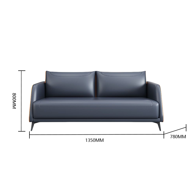 応接ソファ 受付ソファ 2人掛け パイン材フレーム レザーソファ 人間工学 通気性 ダークブルー カスタマイズ可能 JDSF-N031