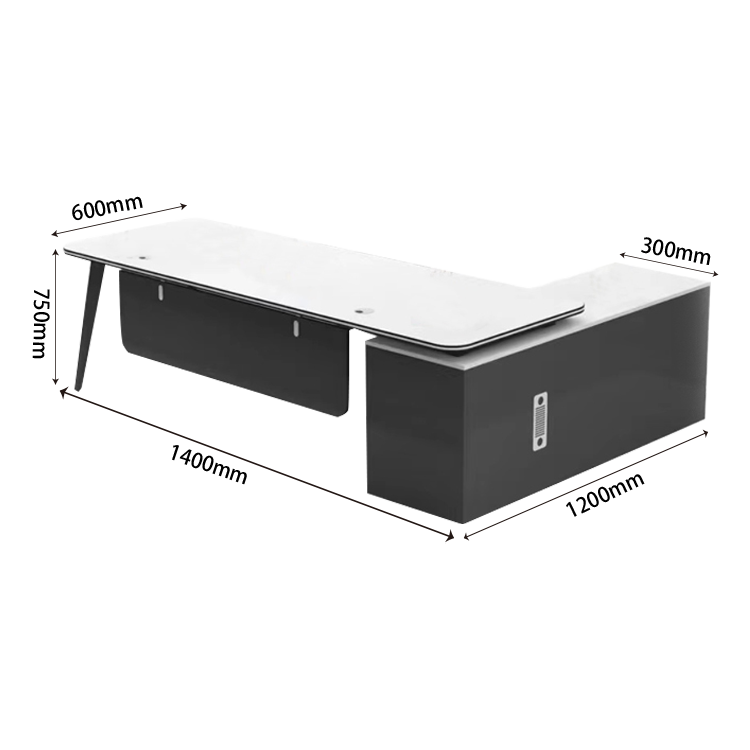 オフィスデスク エグゼクティブデスク 社長机 R加工 サイドキャビネット 幕板 配線穴 大容量 シンプル カスタマイズ可能 LBZ-N013