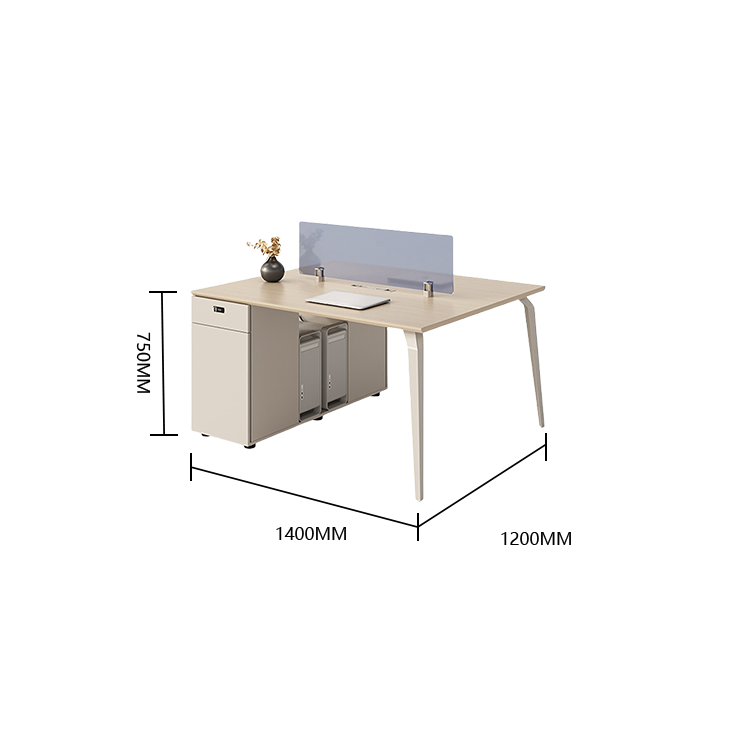 片袖デスク 片袖机 オフィスデスク 社員用デスク ダイヤル錠 トップパネル サイドキャビネット 大容量収納 ベージュ YGZ-N058