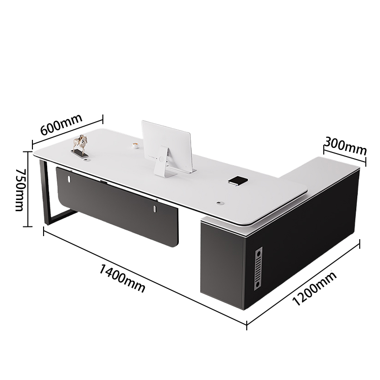 エグゼクティブデスク ワークデスク オフィスデスク アジャスター 配線穴 幕板 R加工 グレーオーク カスタマイズ可能 LBZ-N041