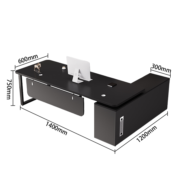 エグゼクティブデスク ワークデスク オフィスデスク アジャスター 配線穴 幕板 R加工 グレーオーク カスタマイズ可能 LBZ-N041