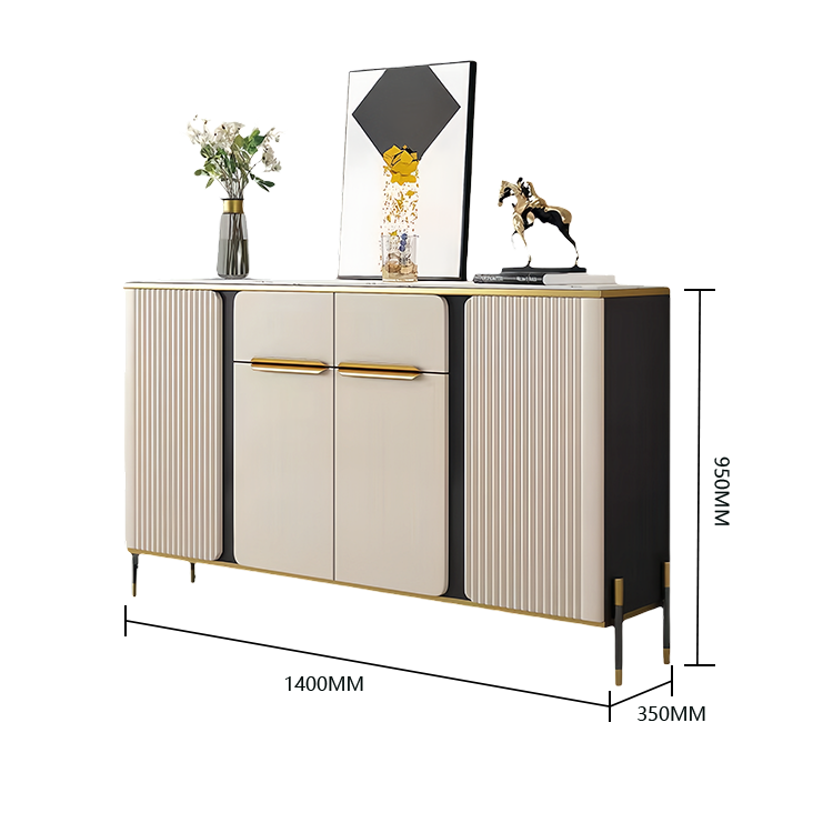 収納 収納キャビネット 薄型キャビネット リビング用 キッチン用 大容量 岩板天板 滑り止めキャップ ベージュ JYCWG-N010