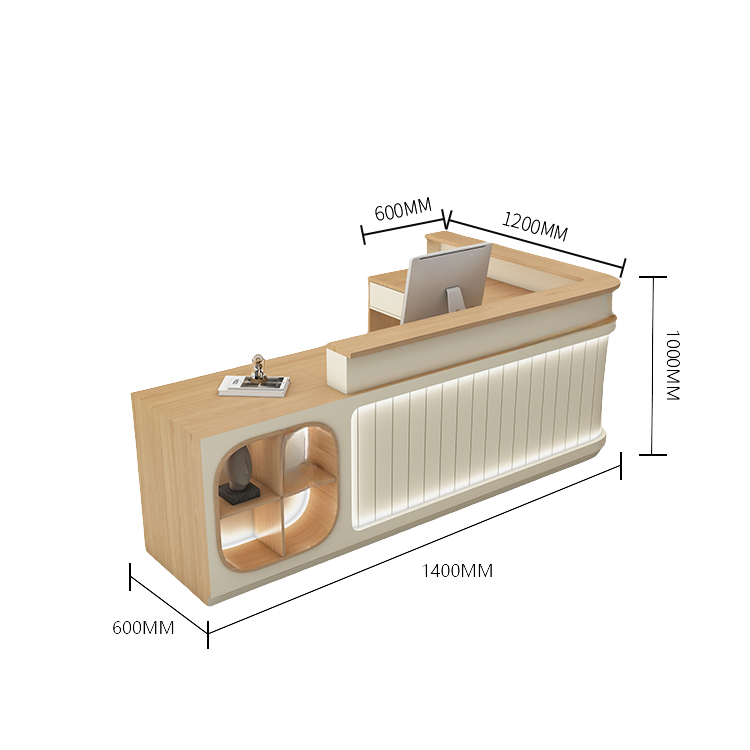 受付カウンター レジカウンター 受付台 大型カウンター サロン 収納 厚手 洗練 ベージュ カスタマイズ可能 JDQT-BODS-N003