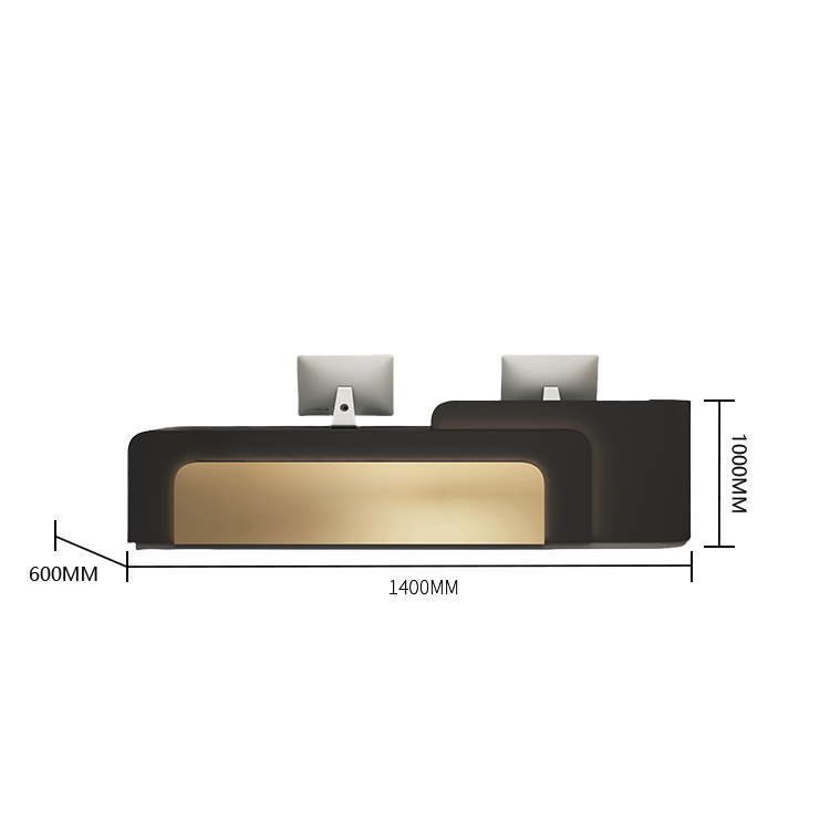 受付カウンター レジカウンター 店舗用 焼付塗装 LEDライト付き 大容量収納 ブラック カスタマイズ可能 JDQT-BODS-N024