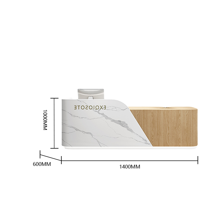 受付カウンター レジカウンター フロント 受付台 店舗用 美容院 大容量収納 ナチュラル カスタマイズ可能 JDQT-BODS-N001