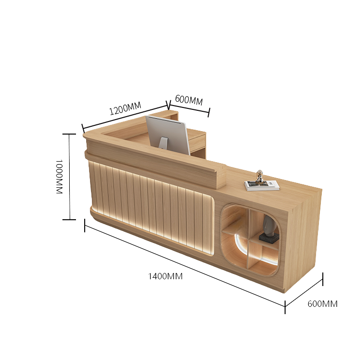 受付カウンター レジカウンター 受付台 大型カウンター サロン 収納 厚手 洗練 ベージュ カスタマイズ可能 JDQT-BODS-N003