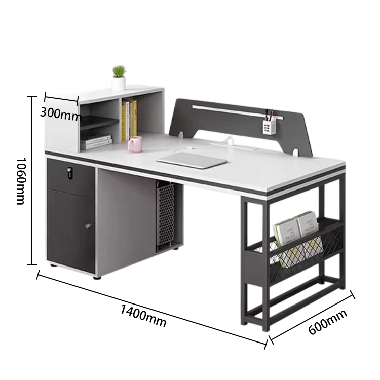 オフィスデスク 仕事机 収納棚 ダイヤル錠 仕切りパネル サイド収納 大容量 洗練 ダークグレー カスタマイズ可能 YGZ-N037