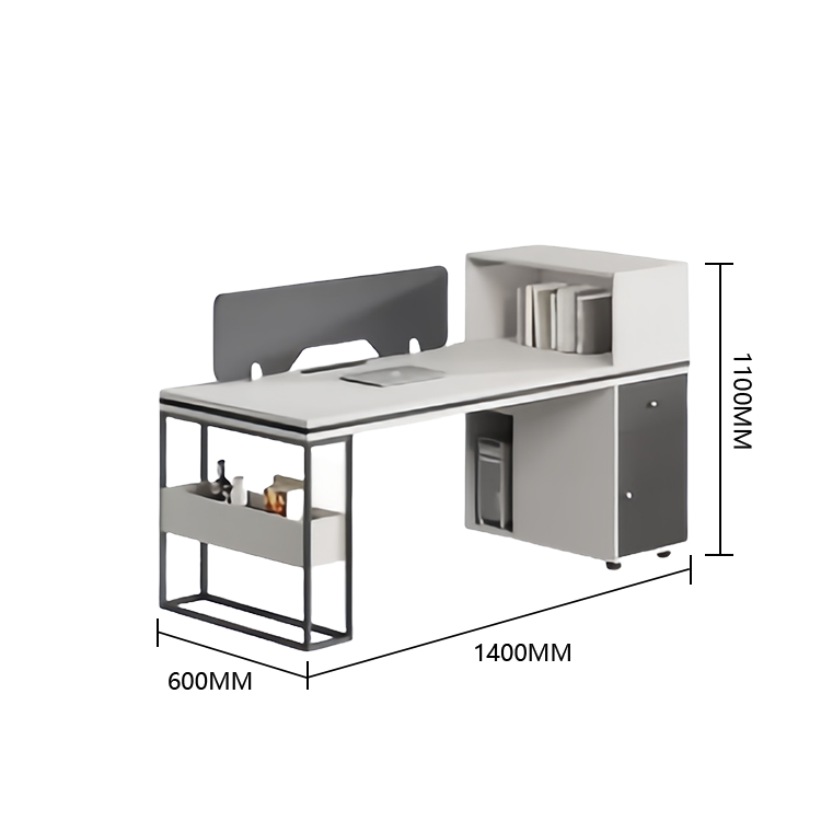 オフィスデスク 仕事机 収納棚 ダイヤル錠 仕切りパネル サイド収納 大容量 洗練 ダークグレー カスタマイズ可能 YGZ-N037