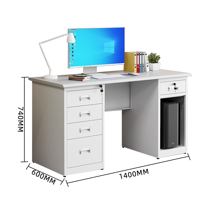 オフィスデスク 事務机 ワークデスク 両袖デスク ステンレス 配線穴 大容量収納 シンプル ホワイト カスタマイズ可能 YGZ-N027