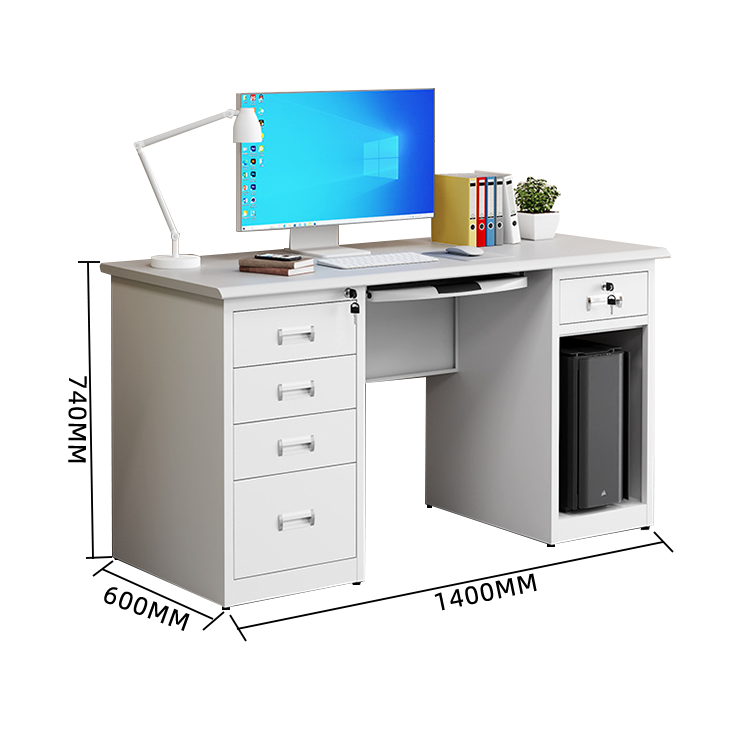 オフィスデスク 事務机 ワークデスク 両袖デスク ステンレス 配線穴 大容量収納 シンプル ホワイト カスタマイズ可能 YGZ-N027