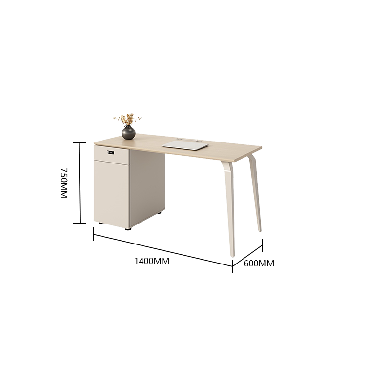片袖デスク 片袖机 オフィスデスク 社員用デスク ダイヤル錠 トップパネル サイドキャビネット 大容量収納 ベージュ YGZ-N058