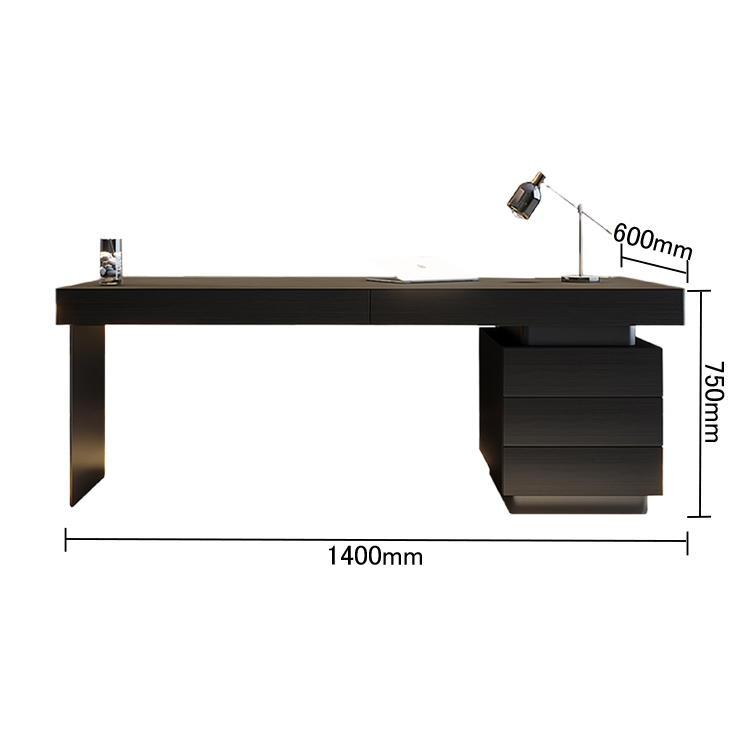 エグゼクティブデスク オフィスデスク 社長机 片袖机 木目調 引き出し収納 シンプル 洗練 ダークオーク カスタマイズ可能 LBZ-N059