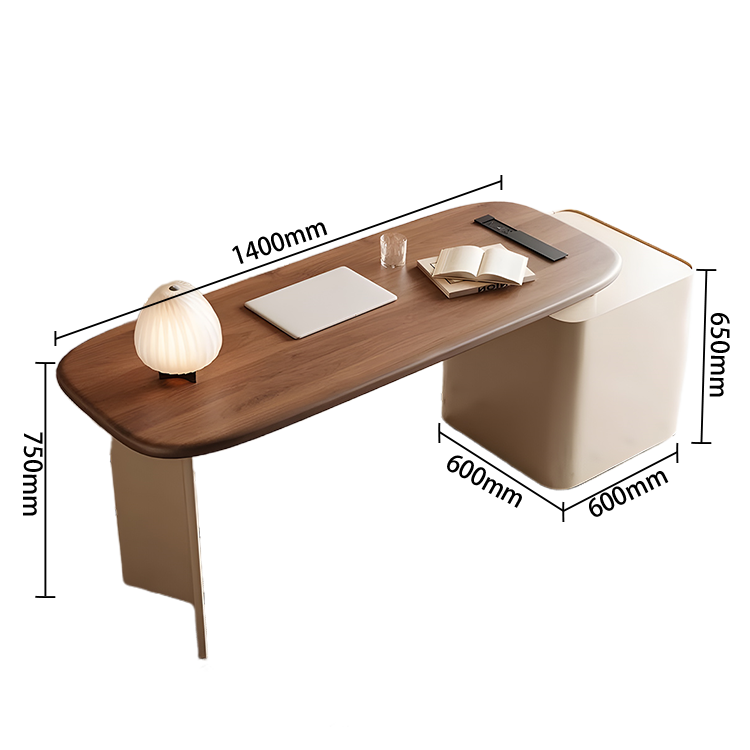 エグゼクティブデスク ワークデスク オフィスデスク 引き出し USBボード R加工 無垢材 伸縮可能 ウォールナット LBZ-N031